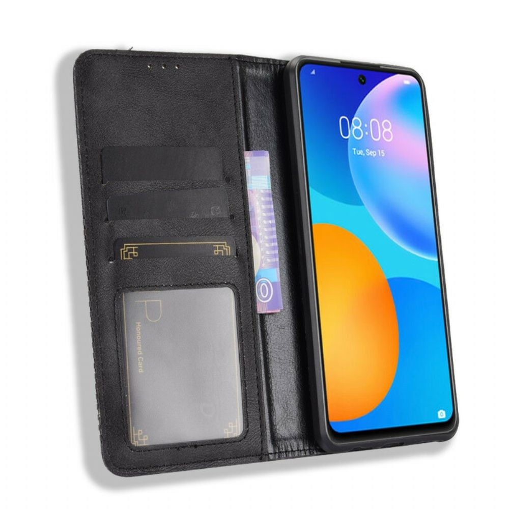 Bescherming Hoesje voor Huawei P Smart 2021 Folio-hoesje Vintage Gestileerd Leereffect