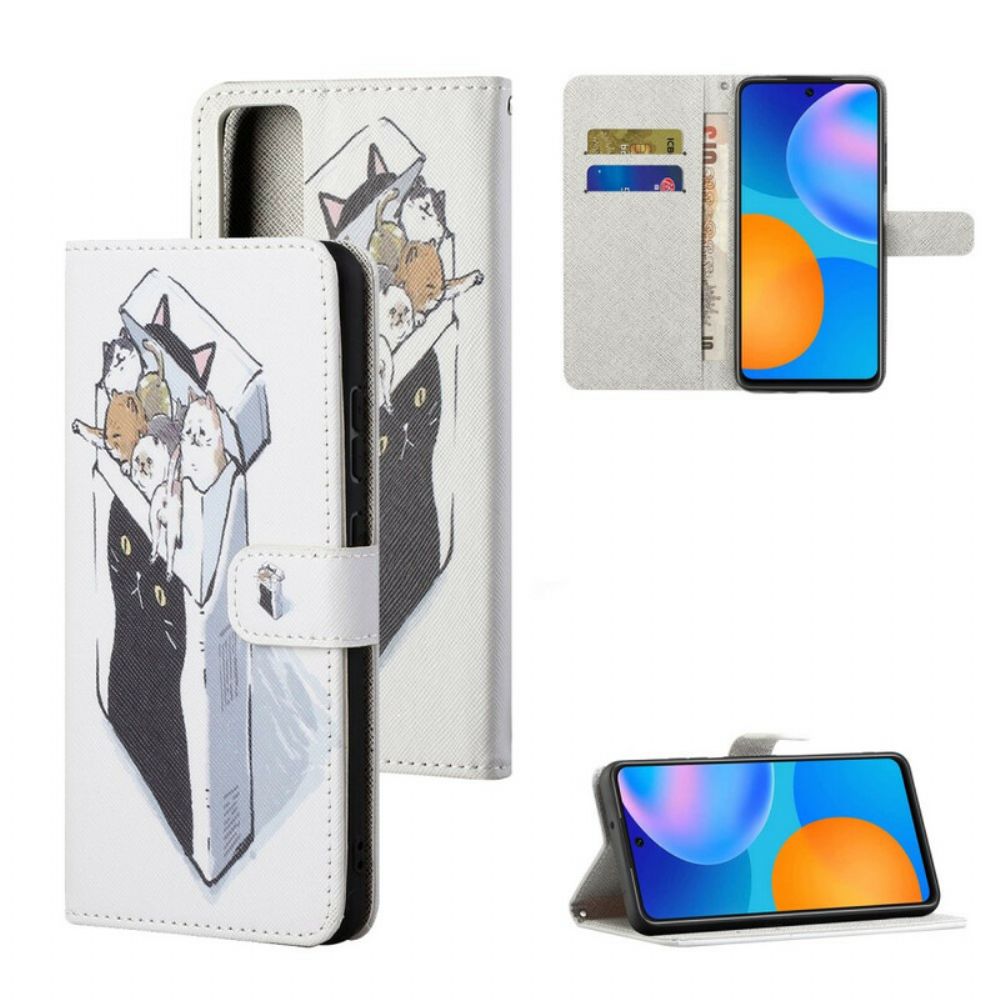 Flip Case voor Huawei P Smart 2021 Met Ketting Thong Kat Levering