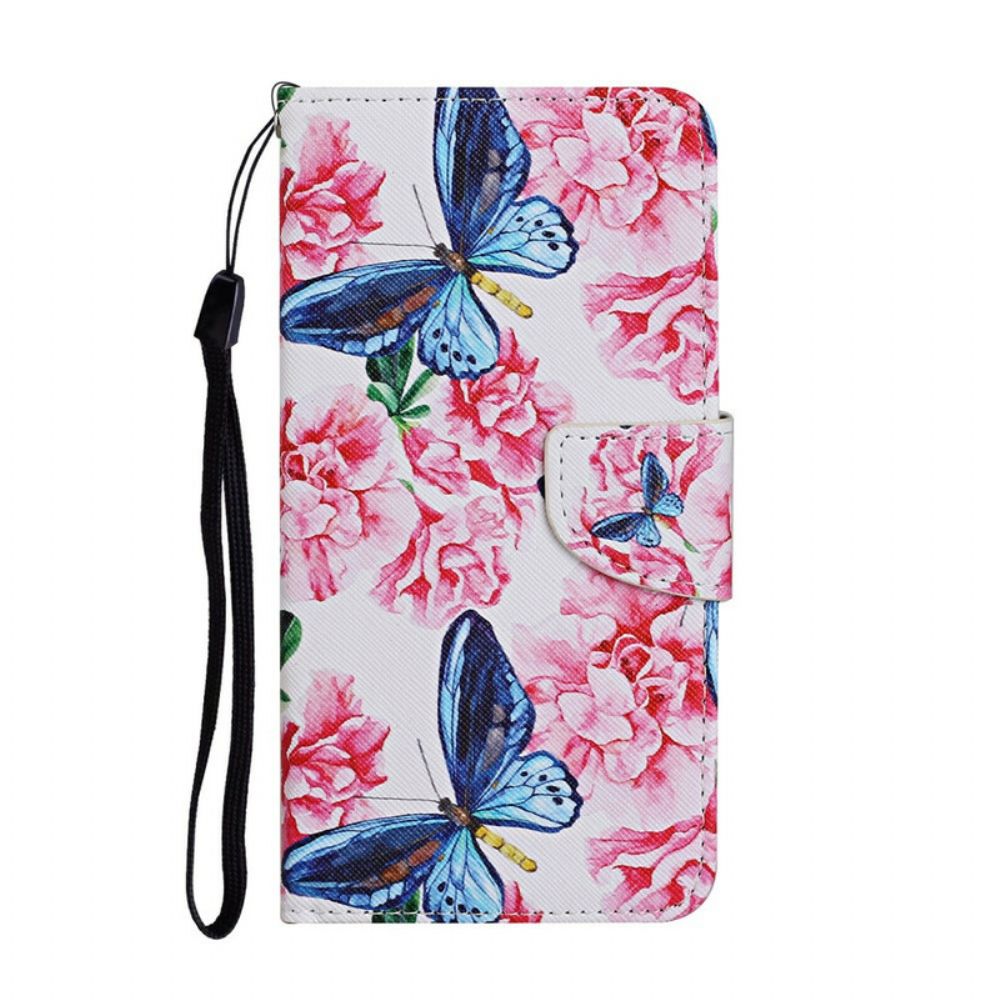 Folio-hoesje voor Huawei P Smart 2021 Bloemen Vlinders Band