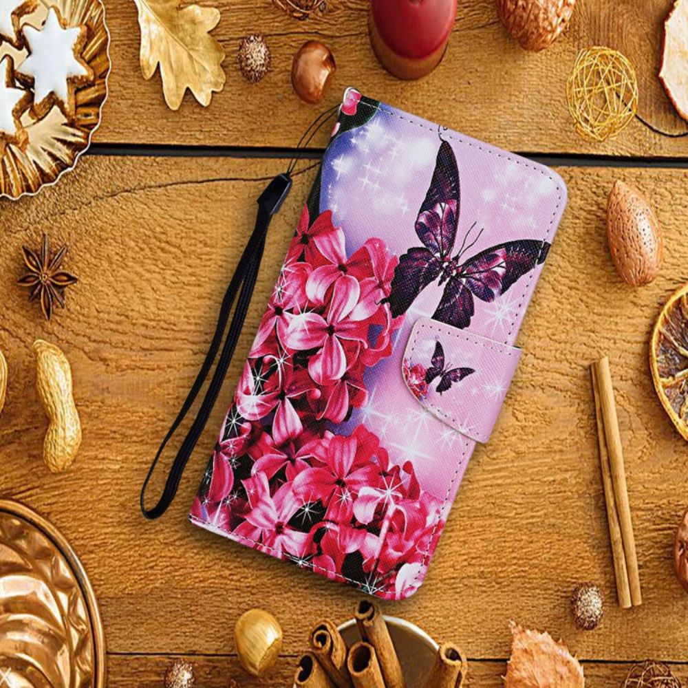 Folio-hoesje voor Huawei P Smart 2021 Bloemen Vlinders Band