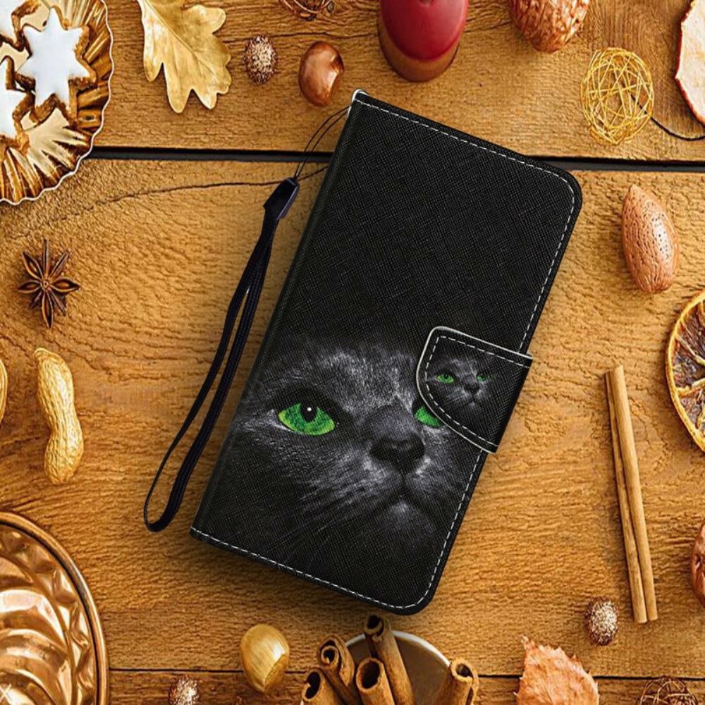 Folio-hoesje voor Huawei P Smart 2021 Kat Met Groene Ogen En Koord