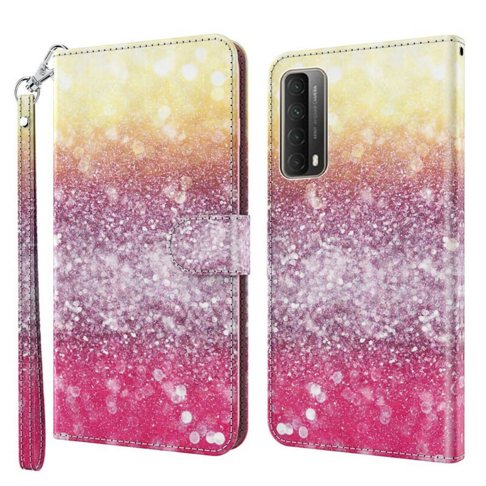 Folio-hoesje voor Huawei P Smart 2021 Magenta Glitterverloop