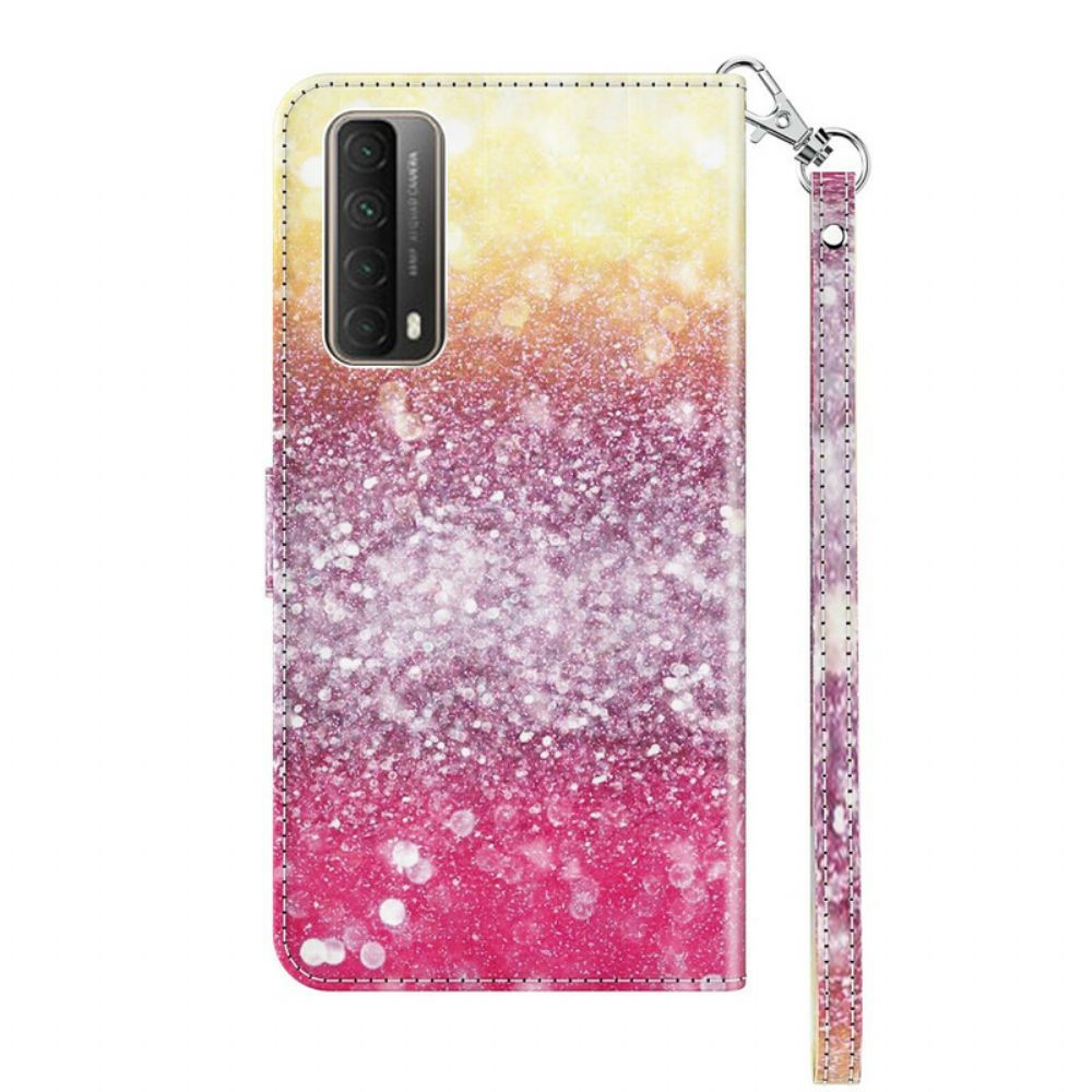 Folio-hoesje voor Huawei P Smart 2021 Magenta Glitterverloop