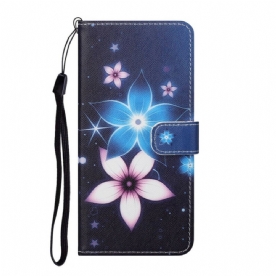 Folio-hoesje voor Huawei P Smart 2021 Met Ketting Maanband Bloemen