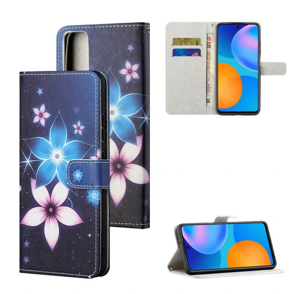 Folio-hoesje voor Huawei P Smart 2021 Met Ketting Maanband Bloemen