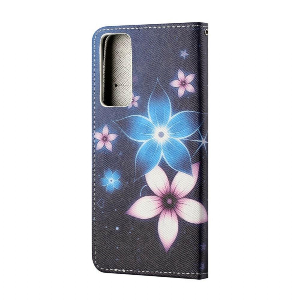 Folio-hoesje voor Huawei P Smart 2021 Met Ketting Maanband Bloemen