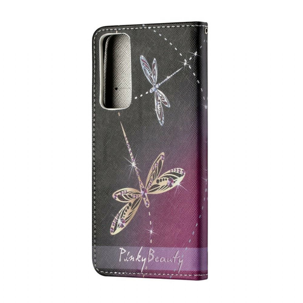 Folio-hoesje voor Huawei P Smart 2021 Met Ketting Thong Libellen