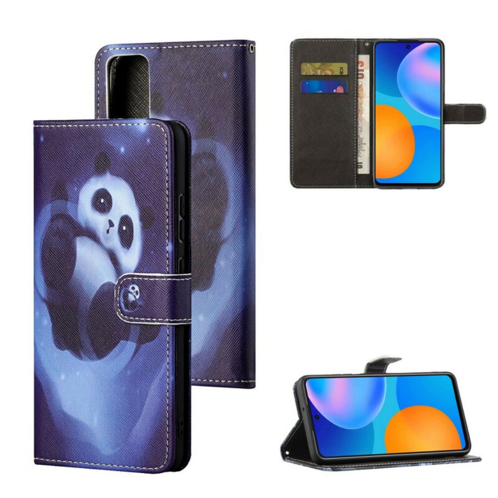 Folio-hoesje voor Huawei P Smart 2021 Met Ketting Thong Space Panda