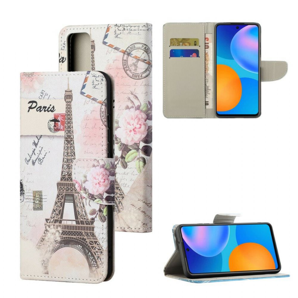 Folio-hoesje voor Huawei P Smart 2021 Retro Eiffeltoren