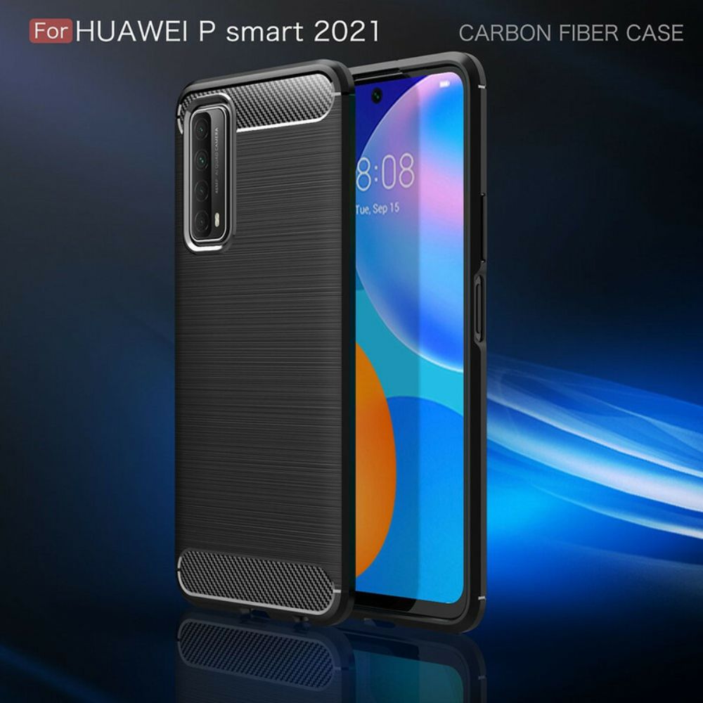 Hoesje voor Huawei P Smart 2021 Geborstelde Koolstofvezel