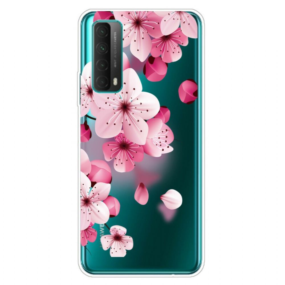 Hoesje voor Huawei P Smart 2021 Grote Roze Bloemen