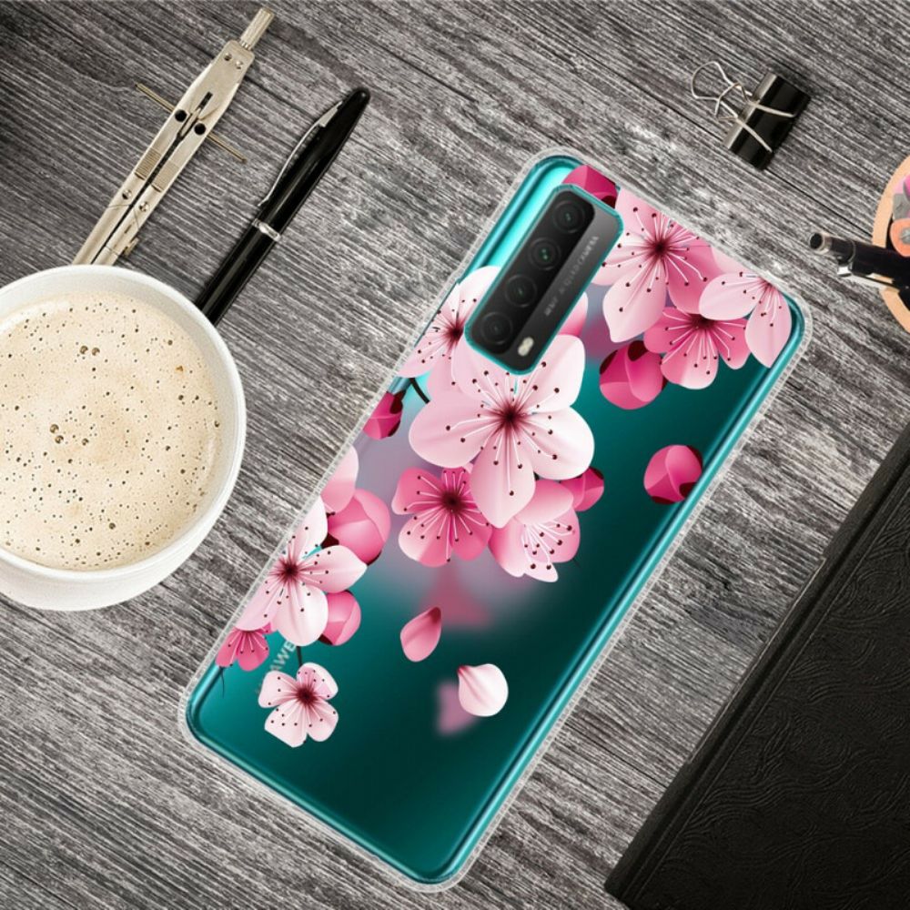 Hoesje voor Huawei P Smart 2021 Grote Roze Bloemen