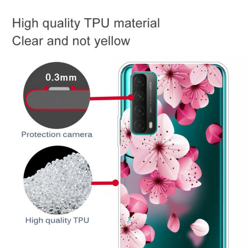 Hoesje voor Huawei P Smart 2021 Grote Roze Bloemen