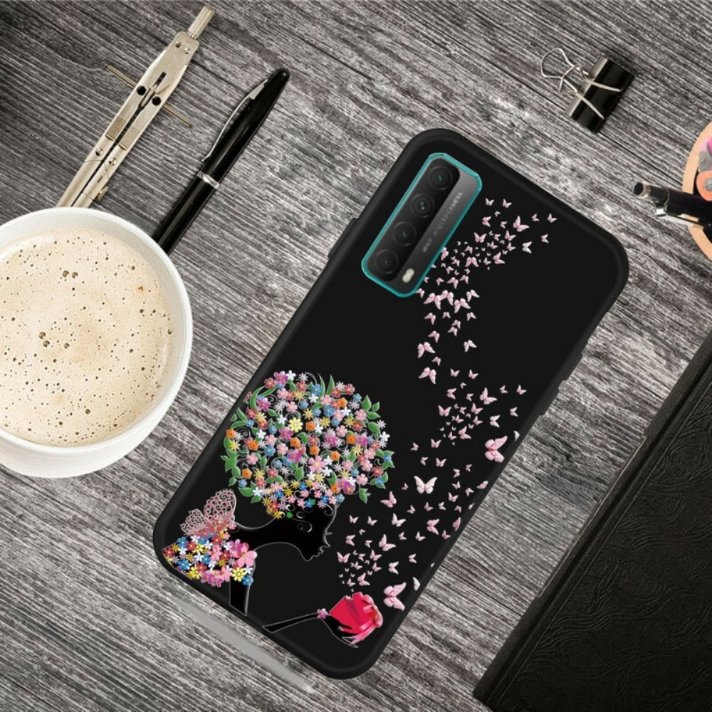 Hoesje voor Huawei P Smart 2021 Vrouw Met Bloemhoofd