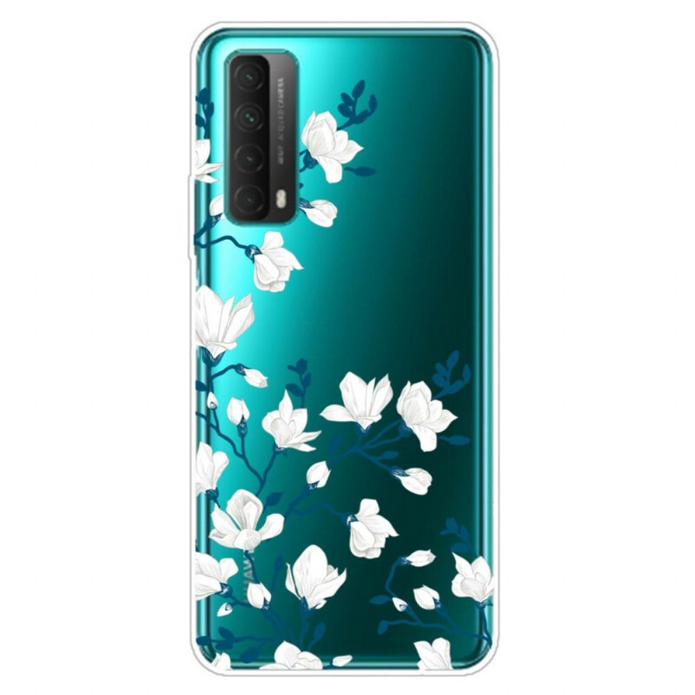 Hoesje voor Huawei P Smart 2021 Witte Bloemen