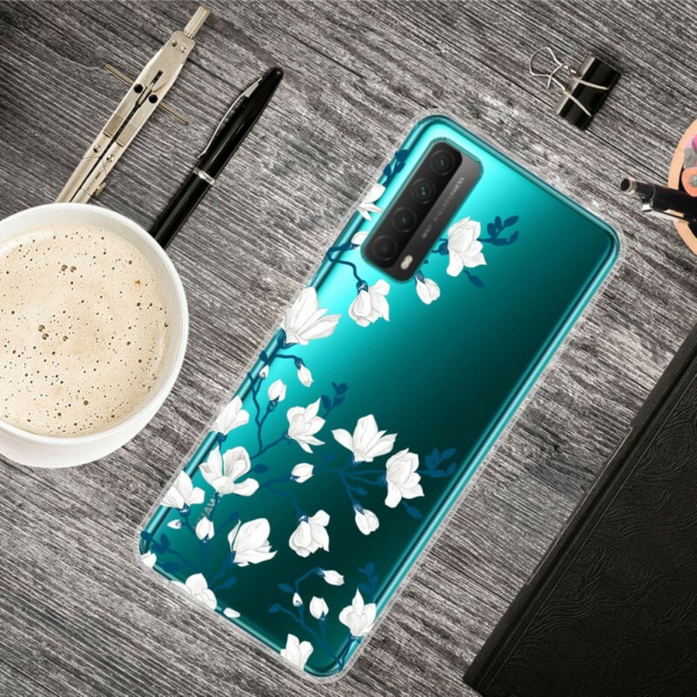 Hoesje voor Huawei P Smart 2021 Witte Bloemen