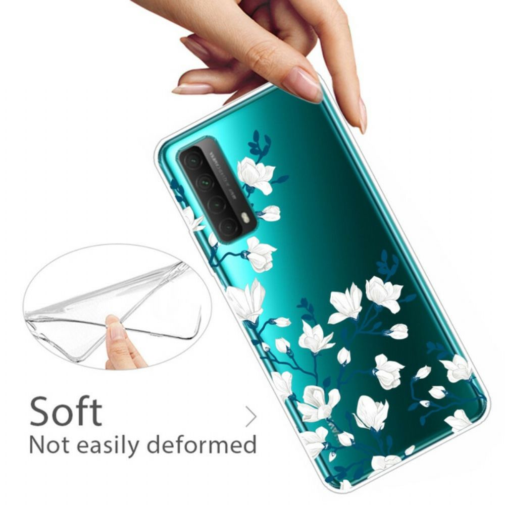 Hoesje voor Huawei P Smart 2021 Witte Bloemen