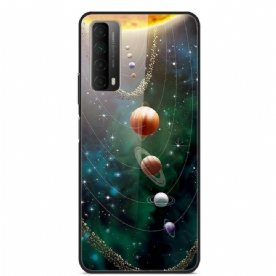 Hoesje voor Huawei P Smart 2021 Zonnestelsel Planeet Gehard Glas