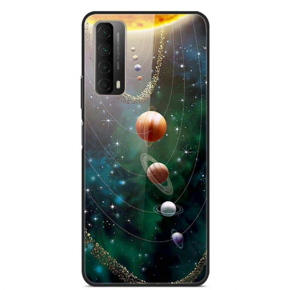 Hoesje voor Huawei P Smart 2021 Zonnestelsel Planeet Gehard Glas