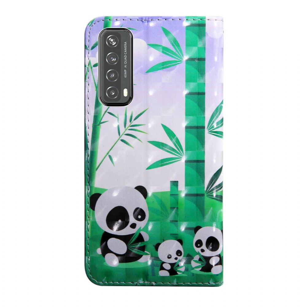 Leren Hoesje voor Huawei P Smart 2021 Lichtvlek Panda's