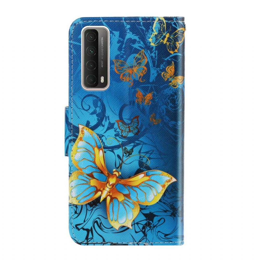 Leren Hoesje voor Huawei P Smart 2021 Met Ketting Vlinderriem Variaties