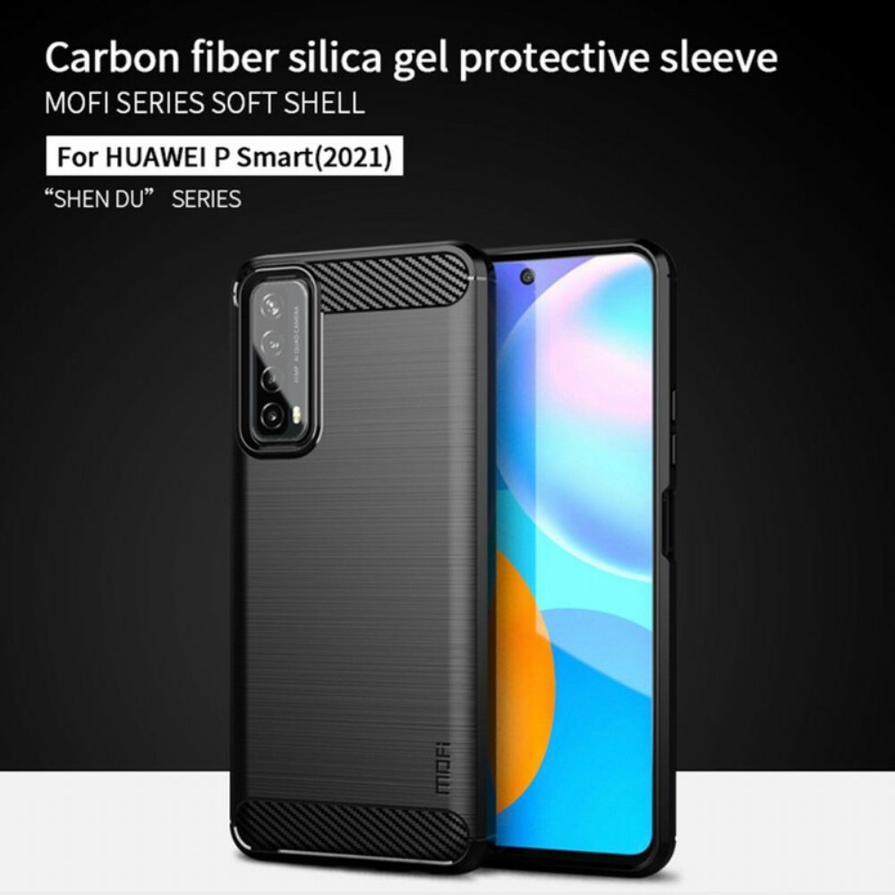 Telefoonhoesje voor Huawei P Smart 2021 Mofi Geborstelde Koolstofvezel