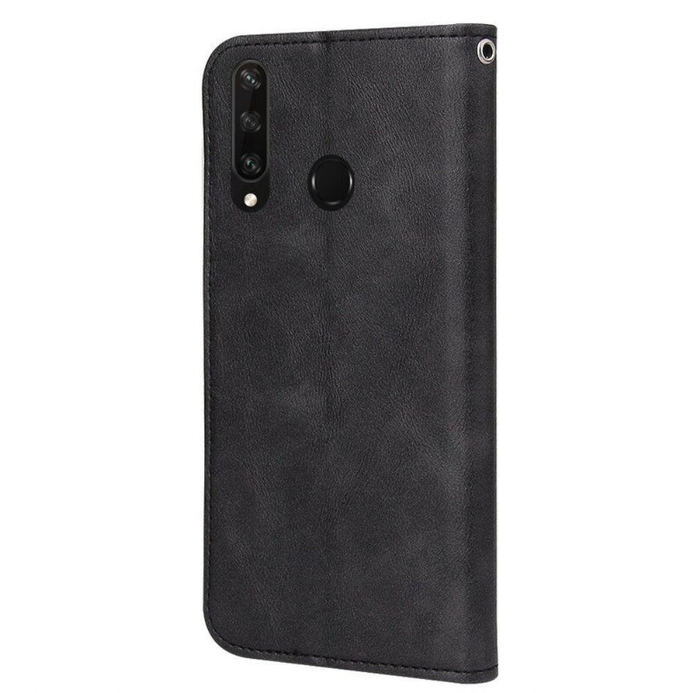 Bescherming Hoesje voor Huawei Y6p Folio-hoesje Wave Lederen Stijl