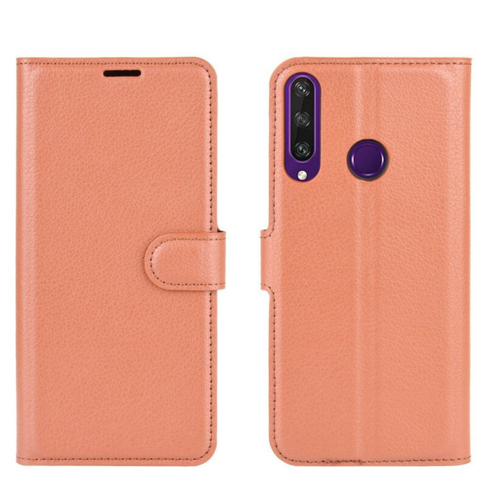 Flip Case voor Huawei Y6p Klassiek Litchi Kunstleer