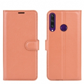 Flip Case voor Huawei Y6p Klassiek Litchi Kunstleer