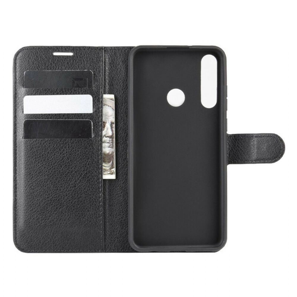 Flip Case voor Huawei Y6p Klassiek Litchi Kunstleer