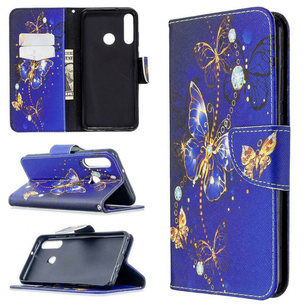 Flip Case voor Huawei Y6p Vlinders In De Nacht