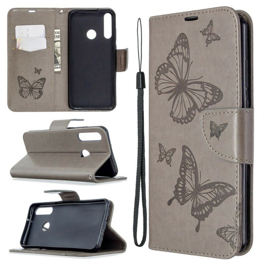 Folio-hoesje voor Huawei Y6p Flip Case Vlinders En Schuine Klep