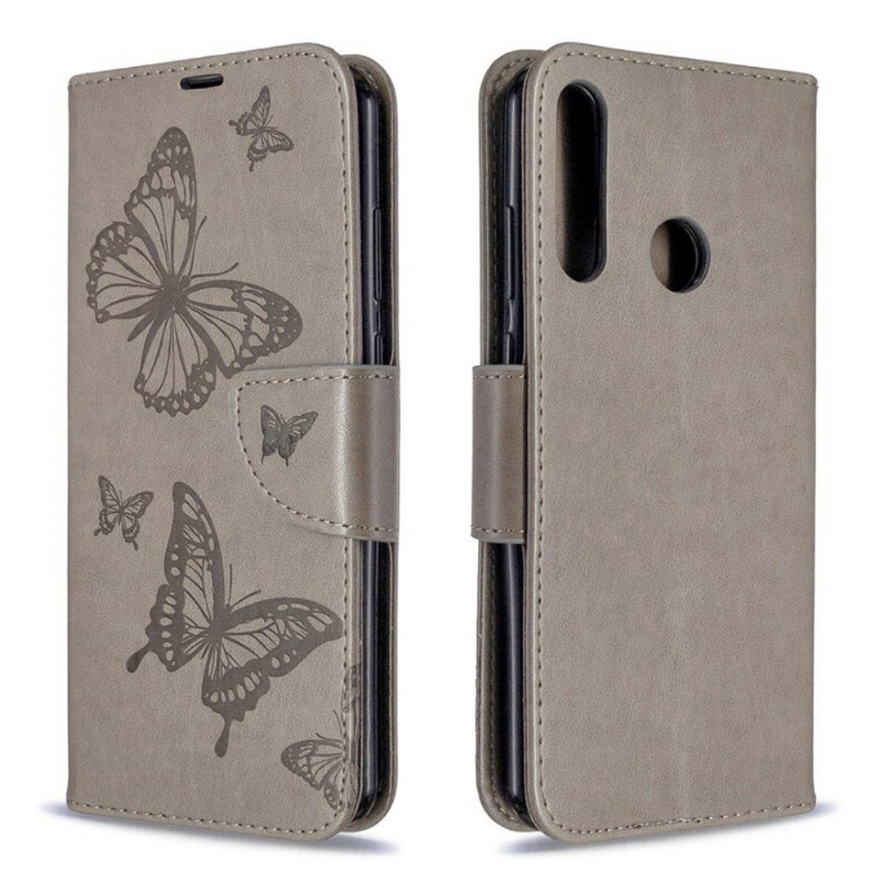 Folio-hoesje voor Huawei Y6p Flip Case Vlinders En Schuine Klep