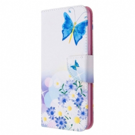 Folio-hoesje voor Huawei Y6p Geschilderde Vlinders En Bloemen