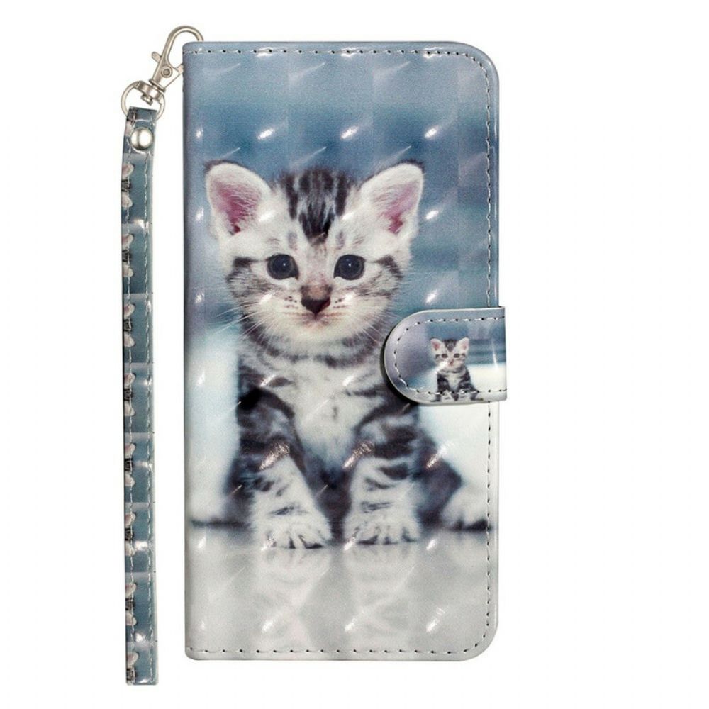 Folio-hoesje voor Huawei Y6p Met Ketting Kitten Lichtvlekken Met Riem