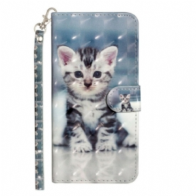 Folio-hoesje voor Huawei Y6p Met Ketting Kitten Lichtvlekken Met Riem