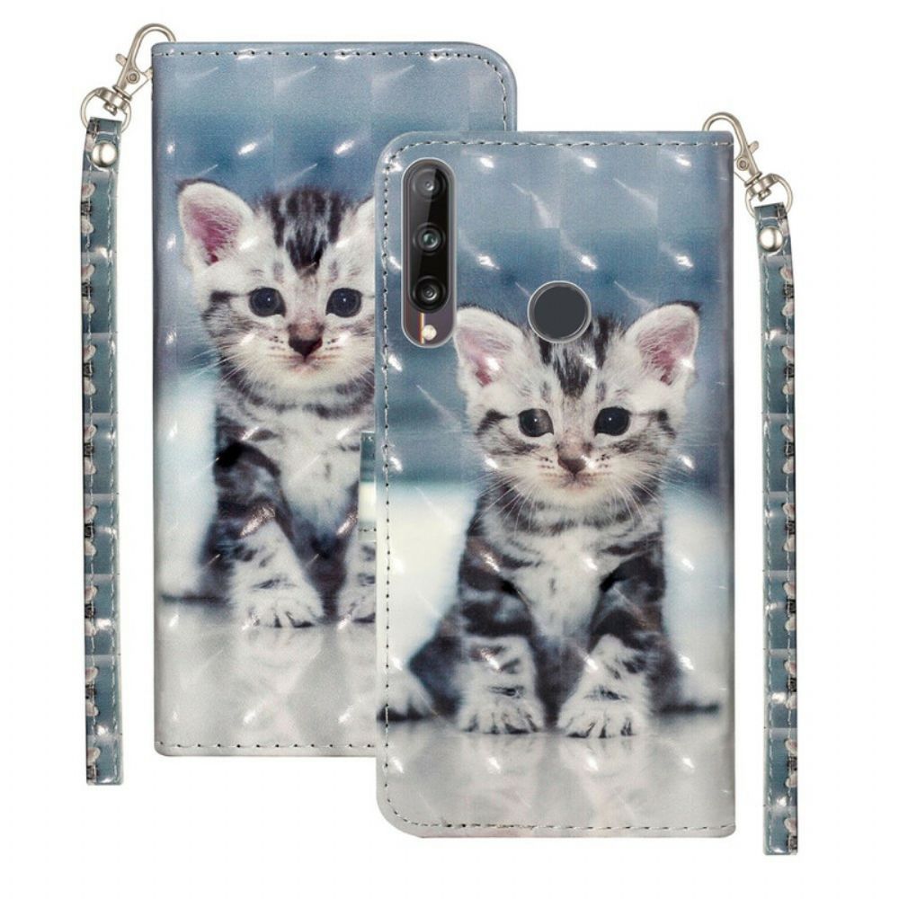 Folio-hoesje voor Huawei Y6p Met Ketting Kitten Lichtvlekken Met Riem