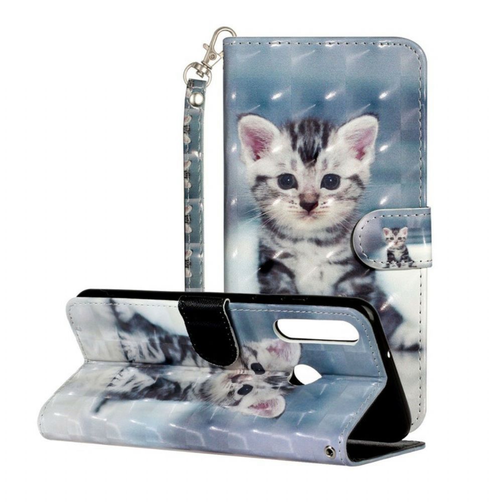 Folio-hoesje voor Huawei Y6p Met Ketting Kitten Lichtvlekken Met Riem