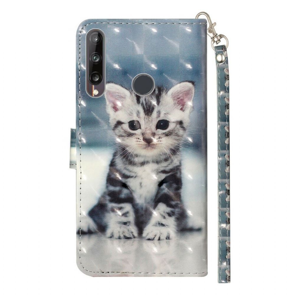 Folio-hoesje voor Huawei Y6p Met Ketting Kitten Lichtvlekken Met Riem