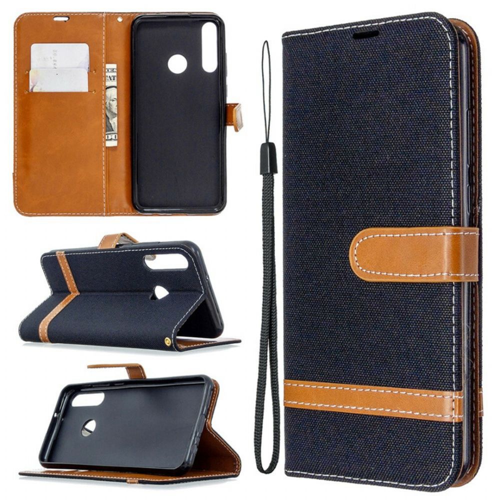 Folio-hoesje voor Huawei Y6p Met Ketting Stof En Lederlook Band