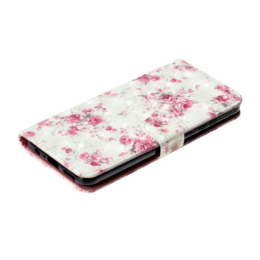 Folio-hoesje voor Huawei Y6p Met Ketting Strap Lichtvlek Bloemen