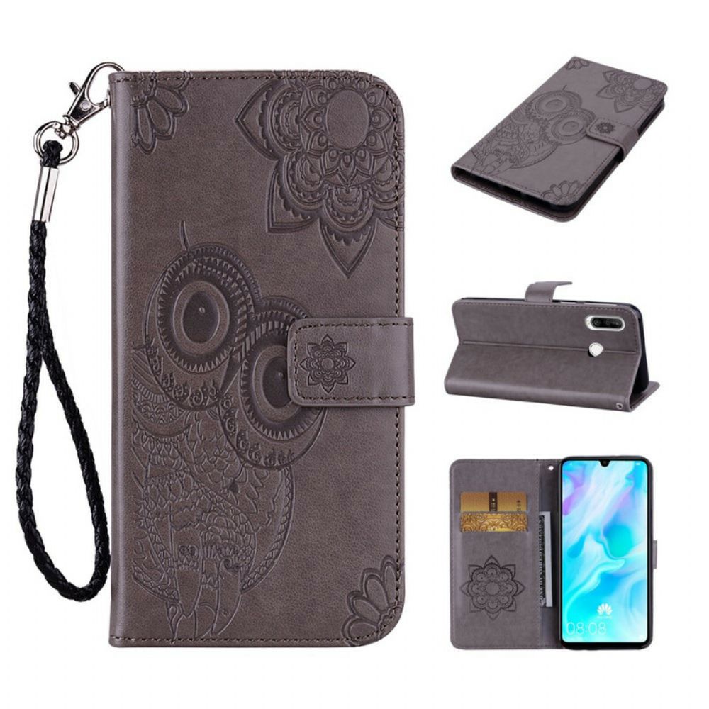 Leren Hoesje voor Huawei Y6p Uil Mandala En Charm