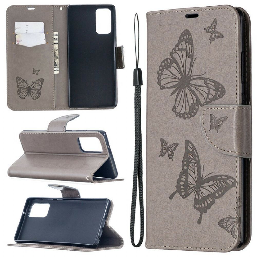 Folio-hoesje voor Samsung Galaxy Note 20 Flip Case Vlinders En Schuine Klep