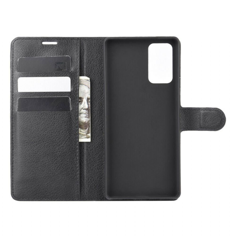 Folio-hoesje voor Samsung Galaxy Note 20 Klassiek Litchi-leereffect