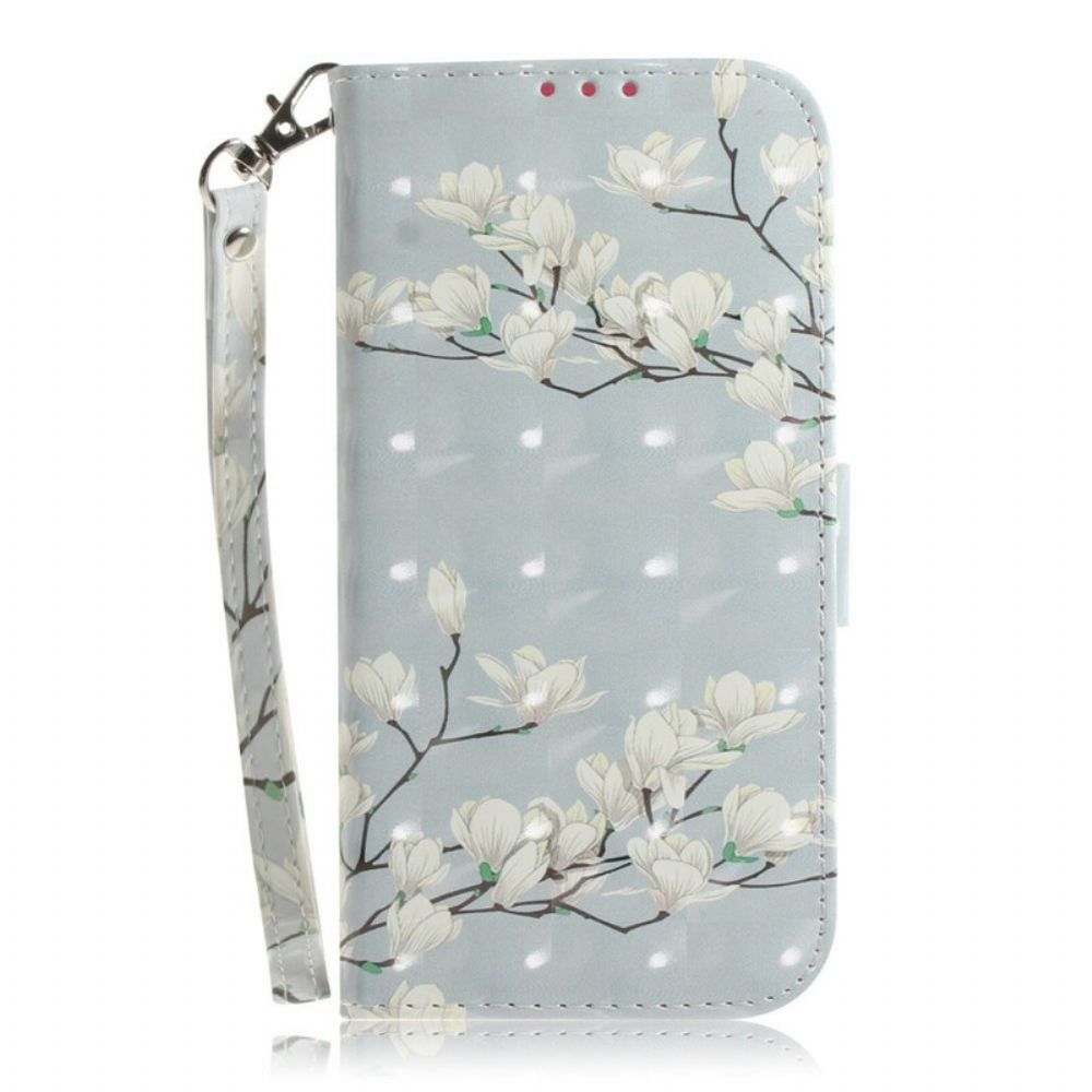 Folio-hoesje voor Samsung Galaxy Note 20 Met Ketting Thong Bloemenboom