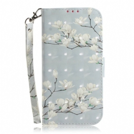 Folio-hoesje voor Samsung Galaxy Note 20 Met Ketting Thong Bloemenboom