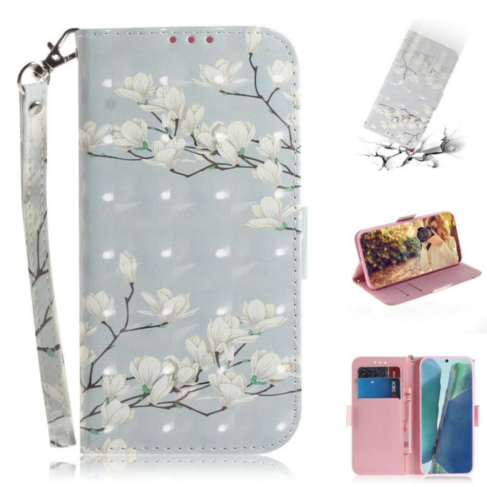 Folio-hoesje voor Samsung Galaxy Note 20 Met Ketting Thong Bloemenboom