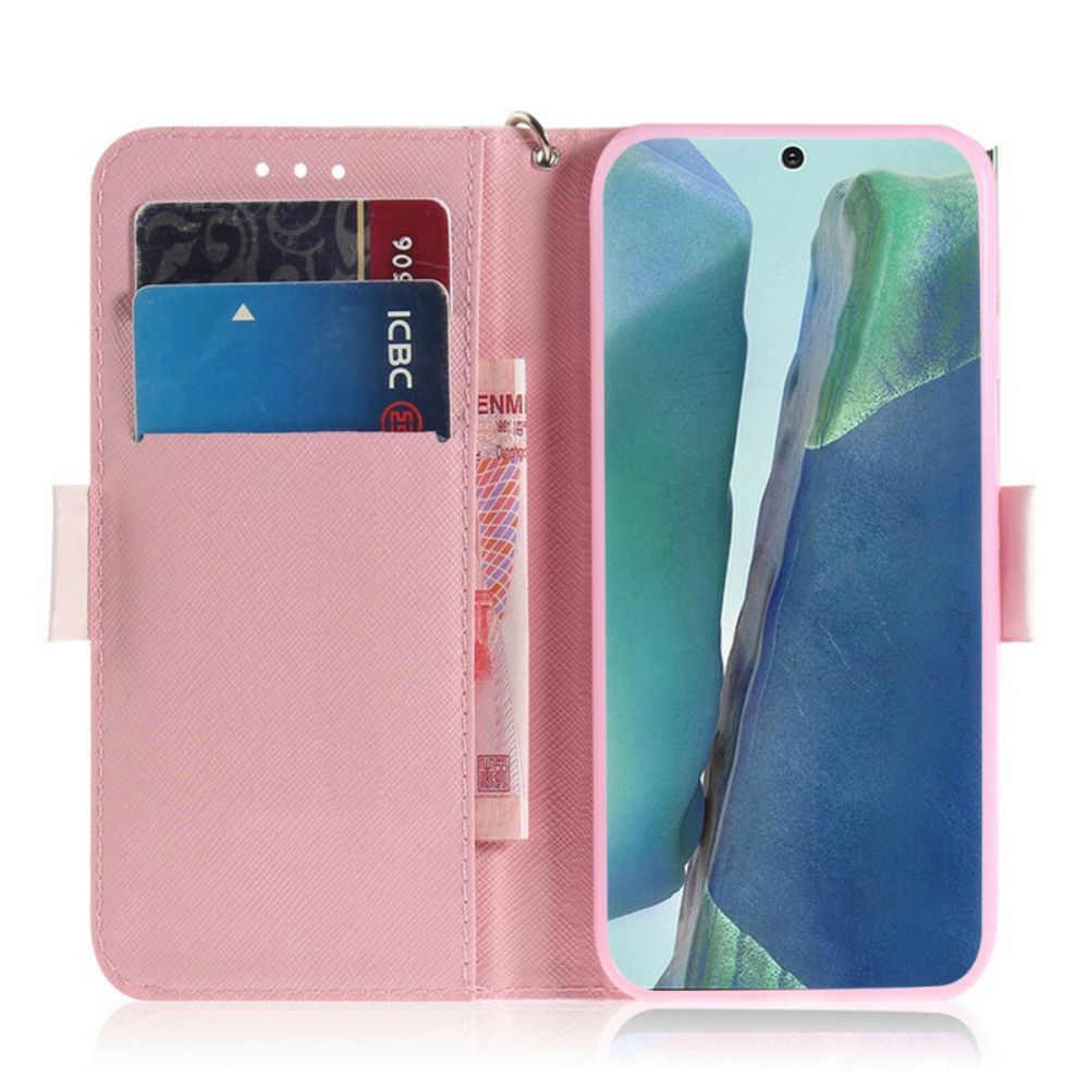 Folio-hoesje voor Samsung Galaxy Note 20 Met Ketting Thong Bloemenboom