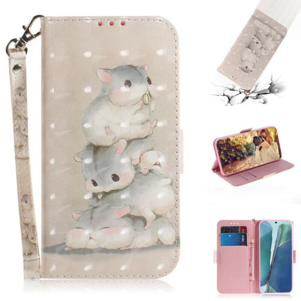 Folio-hoesje voor Samsung Galaxy Note 20 Met Ketting Thong Hamsters