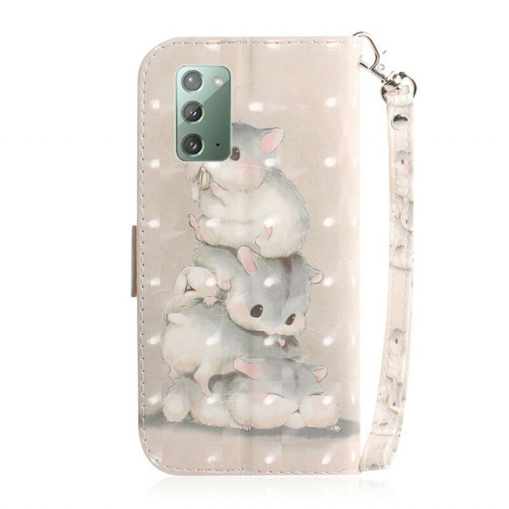 Folio-hoesje voor Samsung Galaxy Note 20 Met Ketting Thong Hamsters